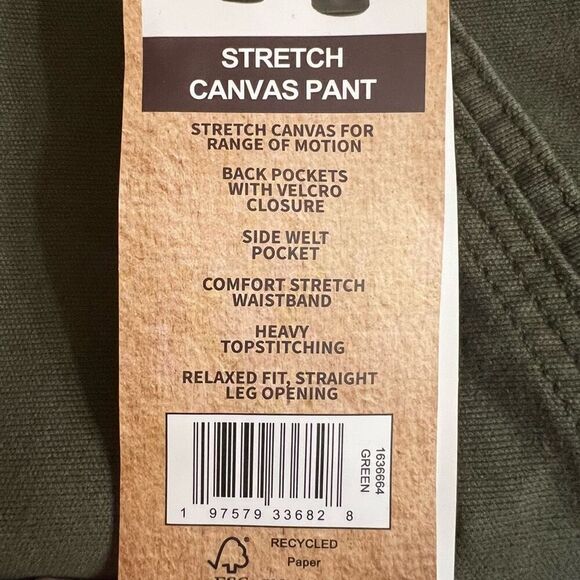 LEGENDARY OUTFITTERS Pants Men's Canvas 34X30 Green Straight Leg Stretch NWT - Picture 13 of 16